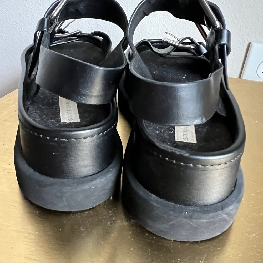 Stella McCartney Black Faux Leather Vegan Platform Buckle Sandals - Picture 10 of 15